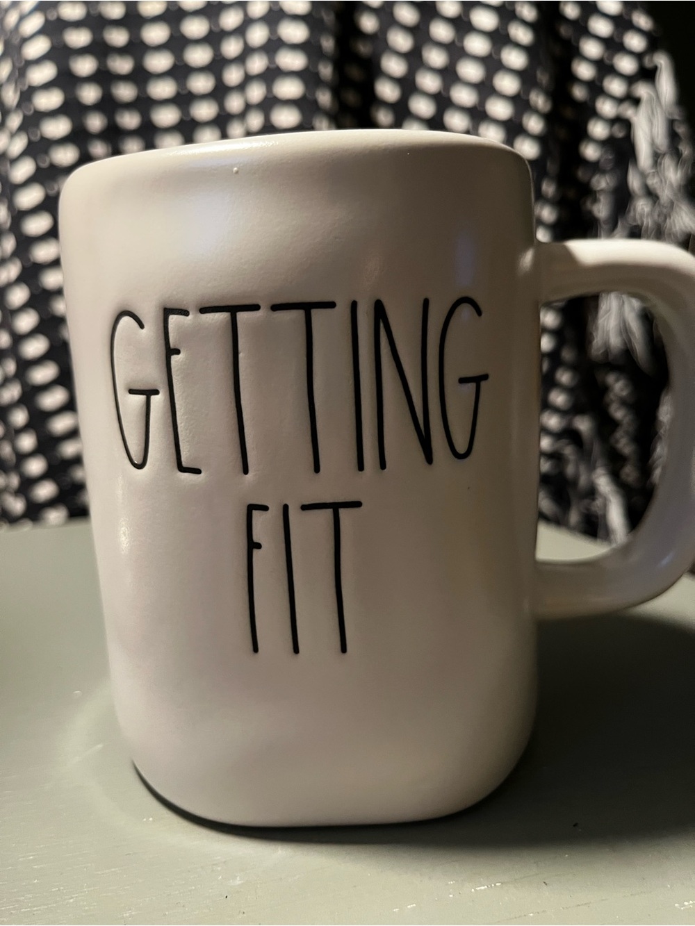 Getting Fit White Ceramic Mug - Rae Dunn